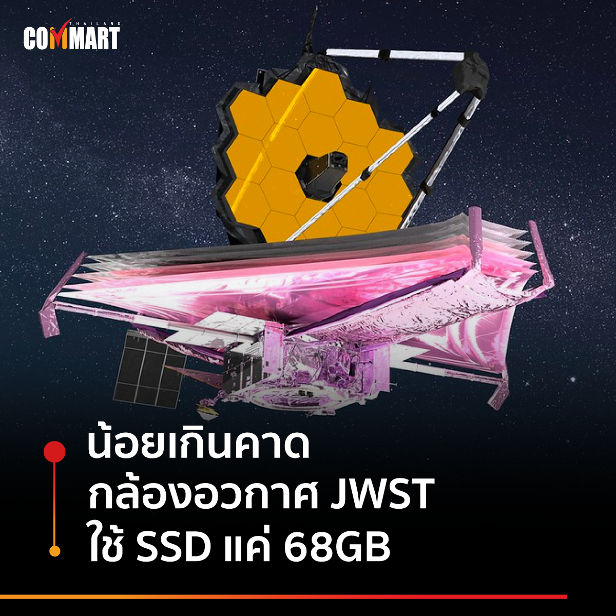 น้อยเกินคาด กล้องอวกาศ JWST ใช้ SSD ขนาดเพียง 68GB