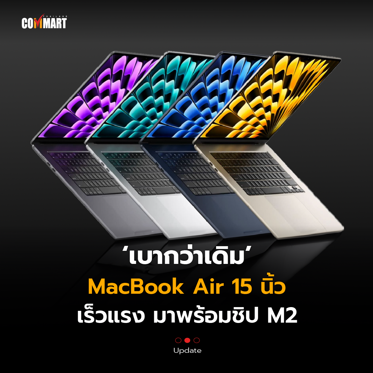 เบากว่าเดิม  MacBook Air 15 นิ้ว  เร็วแรง มาพร้อมชิป M2
